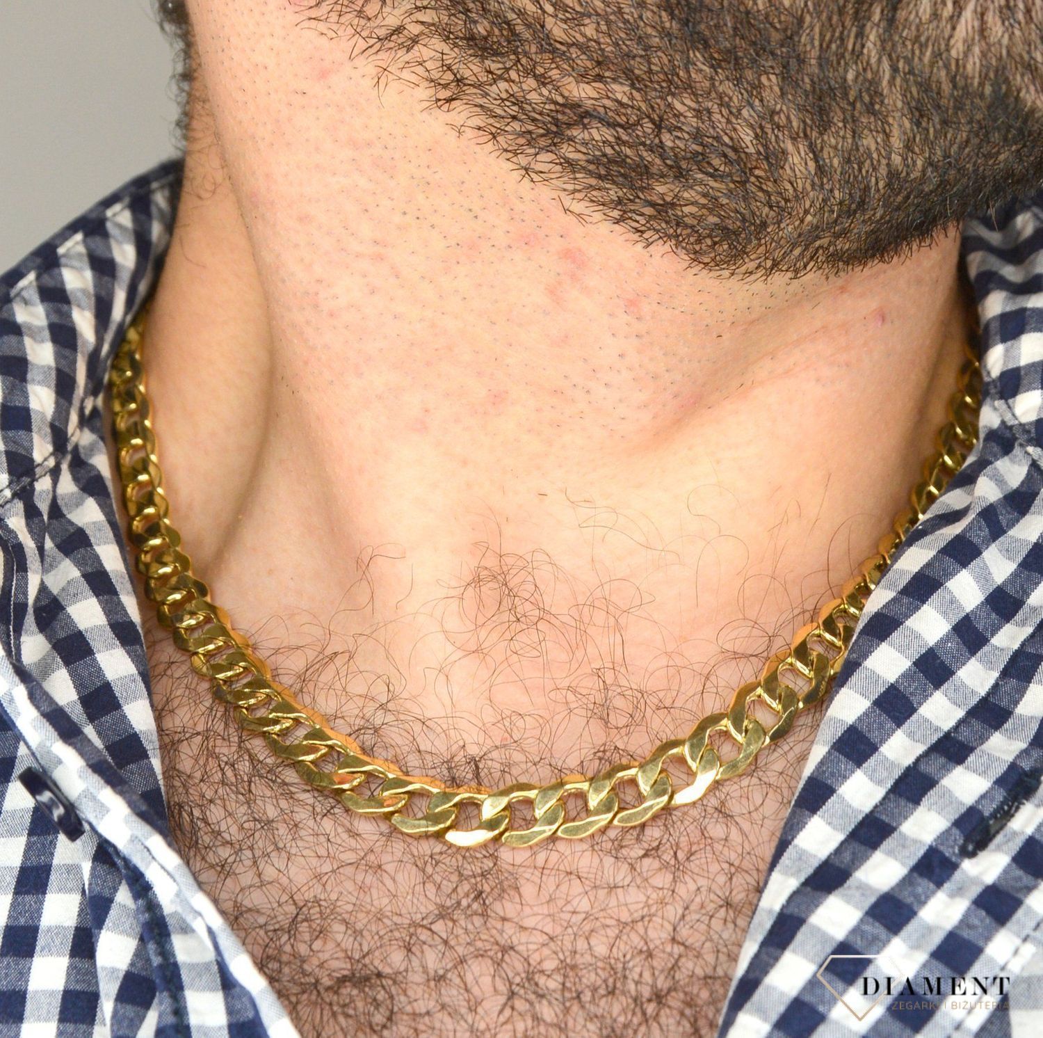 Złoty łańcuszek 585 pancerka 9 mm DIA-LAN-1117-585D 9mm  ✅ Złoty łańcuszek o splocie pancerki ✅.jpg